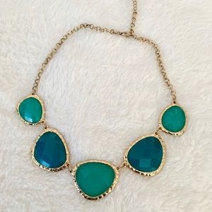 2 tone turquoise necklace with gold chain